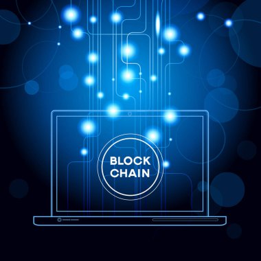 Blockchain ağ kavramı, dağıtılmış genel muhasebe teknoloji, blok metin ve bilgisayar bağlantısı zincir. Dosya sürümü Ai10 Eps kaydedilir. 