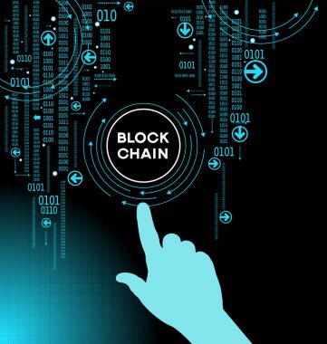 Blockchain ağ kavramı, dağıtılmış genel muhasebe teknoloji, blok metin ve bilgisayar bağlantısı zincir. Dosya sürümü Ai10 Eps kaydedilir. 