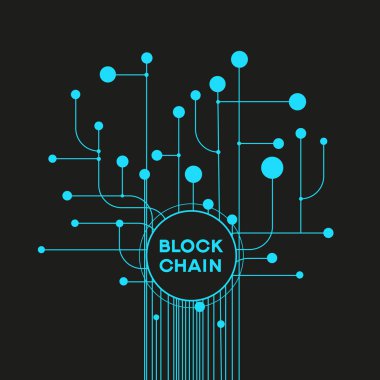 Blockchain ağ kavramı, dağıtılmış genel muhasebe teknoloji, blok metin ve bilgisayar bağlantısı zincir. Dosya sürümü Ai10 Eps kaydedilir. 