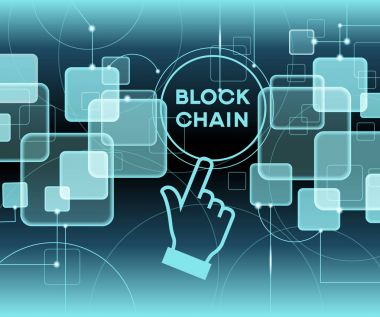 Blockchain ağ kavramı, dağıtılmış genel muhasebe teknoloji, blok metin ve bilgisayar bağlantısı zincir. Dosya sürümü Ai10 Eps kaydedilir. 