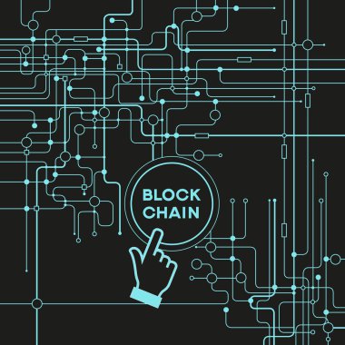 Blockchain ağ kavramı, dağıtılmış genel muhasebe teknoloji, blok metin ve bilgisayar bağlantısı zincir. Dosya sürümü Ai10 Eps kaydedilir. 