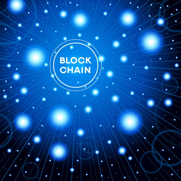Έννοια Blockchain Δικτύου Κατανεμημένη Τεχνολογία Λέτζερ Μπλοκ Αλυσίδα Κειμένου Και — Φωτογραφία Αρχείου