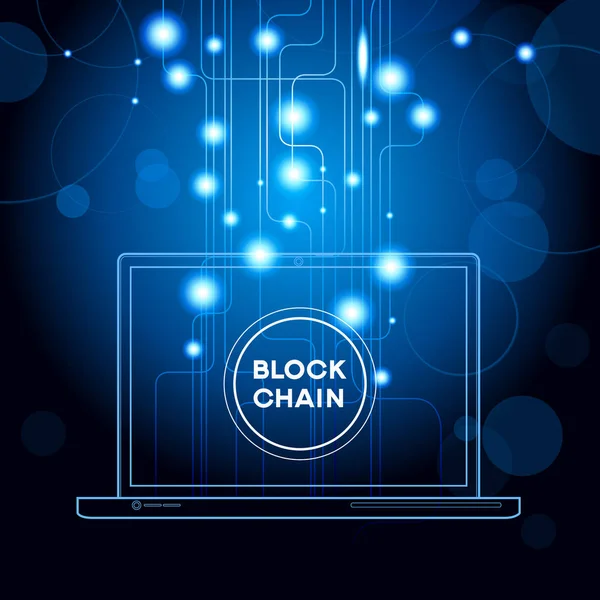 Blockchain Kavramı Dağıtılmış Genel Muhasebe Teknoloji Blok Metin Bilgisayar Bağlantısı — Stok fotoğraf