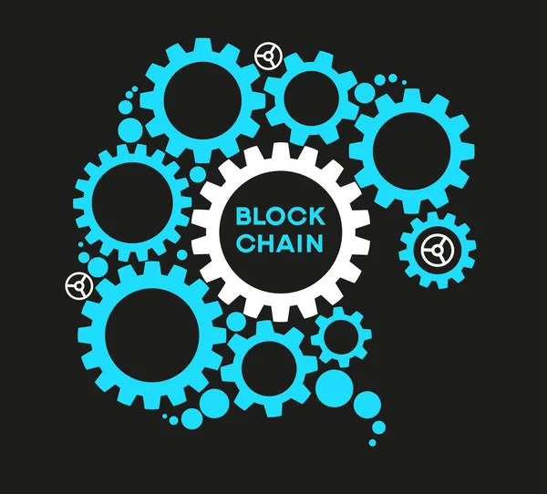 Blockchain ネットワーク概念 分散元帳技術ブロックはチェーン テキストとコンピューターの接続です Ai10 Eps のバージョンでファイルを保存します — ストック写真