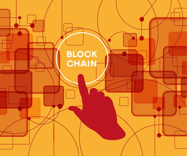 Blockchain ネットワーク概念 分散元帳技術ブロックはチェーン テキストとコンピューターの接続です Ai10 Eps のバージョンでファイルを保存します — ストック写真