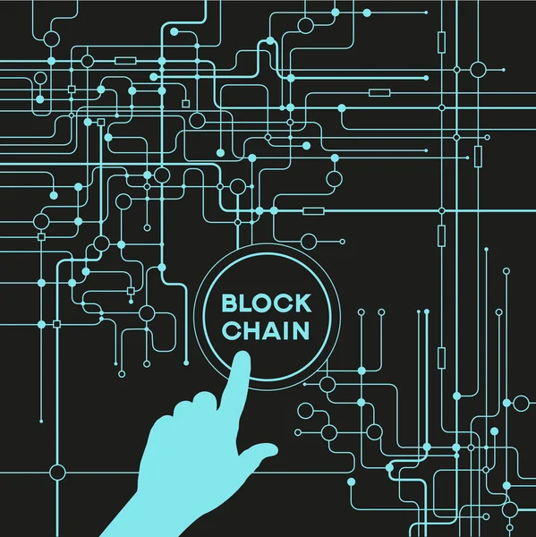Blockchain Hálózati Fogalom Elosztott Főkönyvi Technológia Blokk Lánc Szöveg Számítógép — Stock Fotó