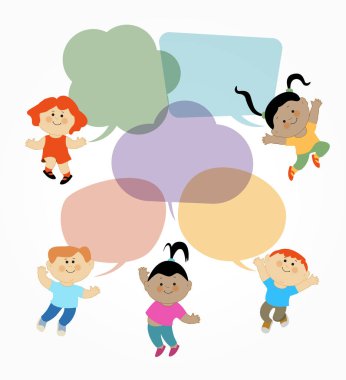 Çizgi film çocuklar. Çocuk ile düz tasarım deseni.