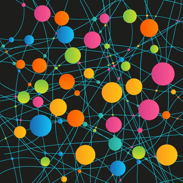 Zestaw Kolorowe Koła Linie Tworzą Kształt Streszczenie Drzewo Koncepcja Sieci — Wektor stockowy