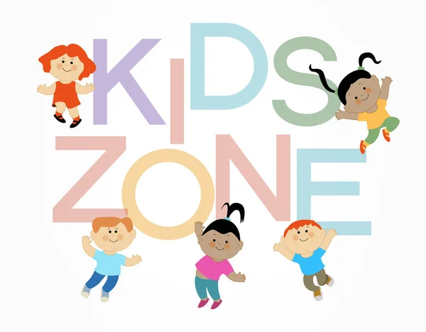 Cartoon Kinderen Spelen Platte Ontwerppatroon Met Kind — Stockvector