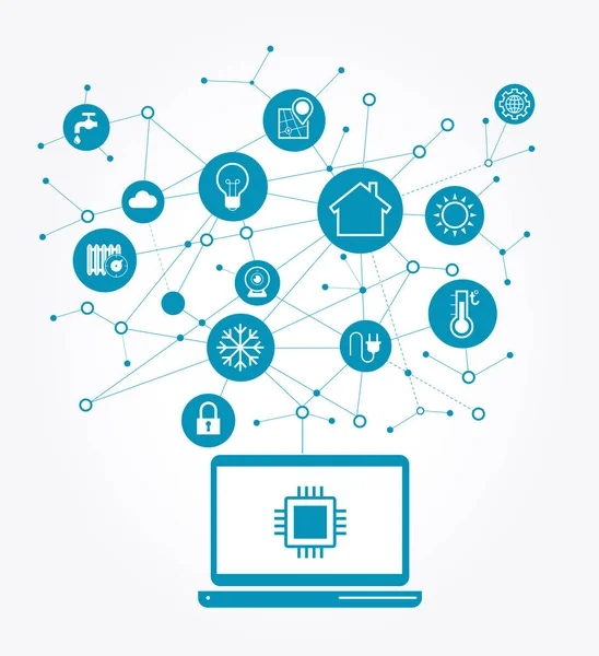 Conceito Controle Doméstico Inteligente Infográfico Casa Inteligente Conceito Casa Com —  Vetores de Stock