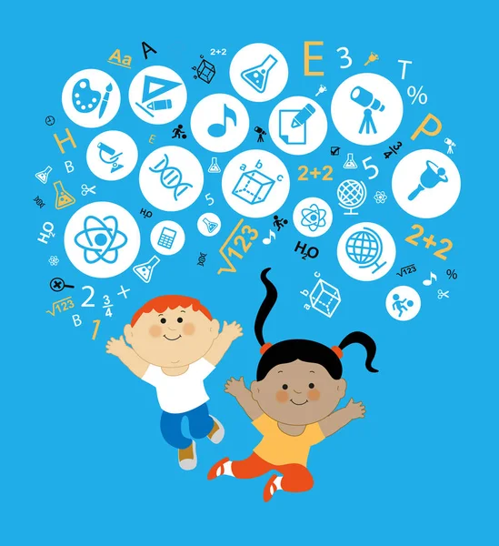 Kindererziehung Kinder Lernen Denken Kinderskizze Mit Bildungsikonen Die Datei Wird — Stockvektor