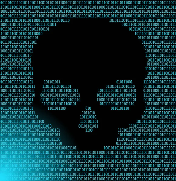 Human Skull Digital Background Concept Network Security Computer Virus Cyber — Stock Vector