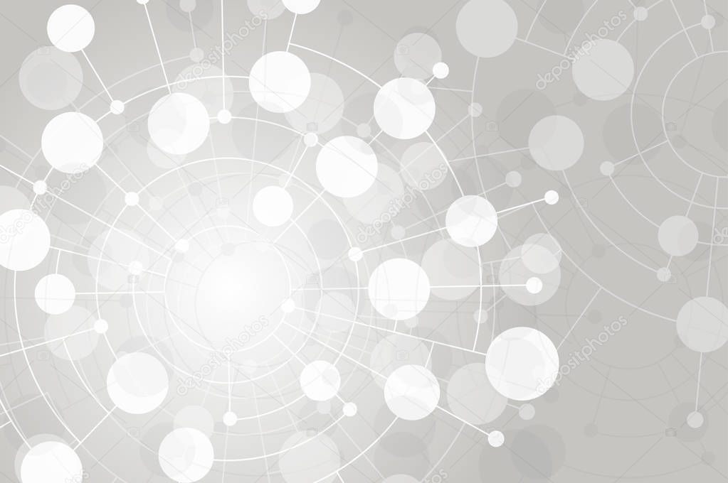 White texture. Abstract dots and circles connected by lines and curves. Concept of operation of computer network work. Background the nerve cells of the human. File is saved in AI10 EPS version. This illustration contains a transparency 