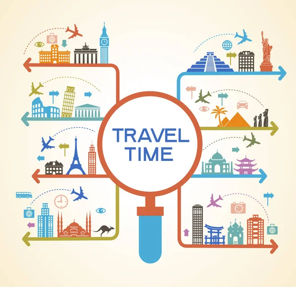 Infographics Öğeleri Seyahat Ünlü Simge Seyahat Tatil Için Öğeleri Kümesi — Stok Vektör