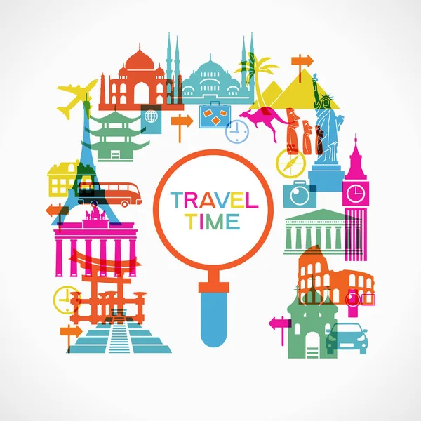 Infographics Elements Travel Famous Landmarks Set Elements Travel Vacations Bright — Stock Vector