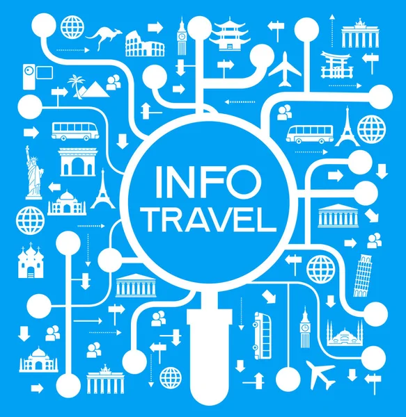 图表元素 旅游和著名地标 一组旅行和度假的要素 黑色背景上的明亮彩色图像 文件保存在 Ai10 Eps 版本中 — 图库矢量图片