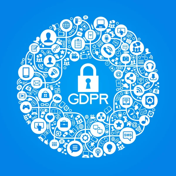 Dane Ogólne Rozporządzenie Ochronie Cyberbezpieczeństwo Prywatność Ochrona Danych Osobowych — Wektor stockowy