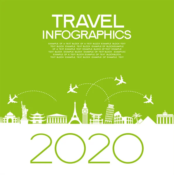 2020 Reise Und Tourismus Hintergrund Bunte Vorlage Mit Ikonen Und — Stockvektor