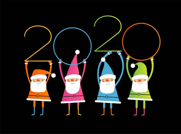 Creative Heureux Nouveau Design Année 2020 Avec Père Noël Nouvel — Image vectorielle