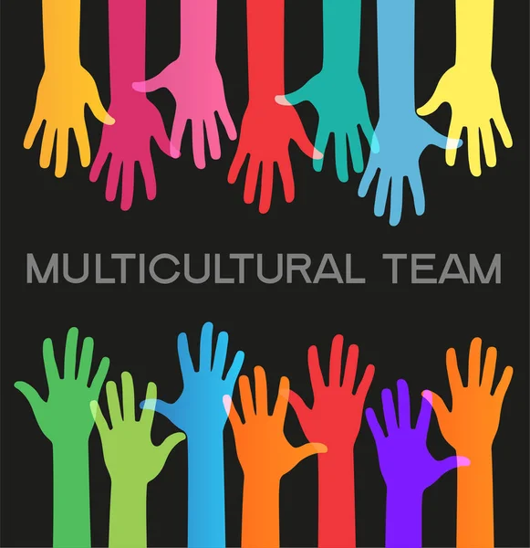 Cartão Ilustração Diversidade Cultural Mãos Humanas Diversas Unidas Liberdade Social — Vetor de Stock