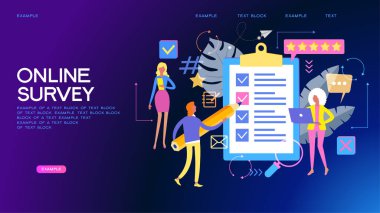 Online survey concept with characters. People making decisions. Can use for web banner, infographics, hero images. Flat isometric vector illustration. clipart