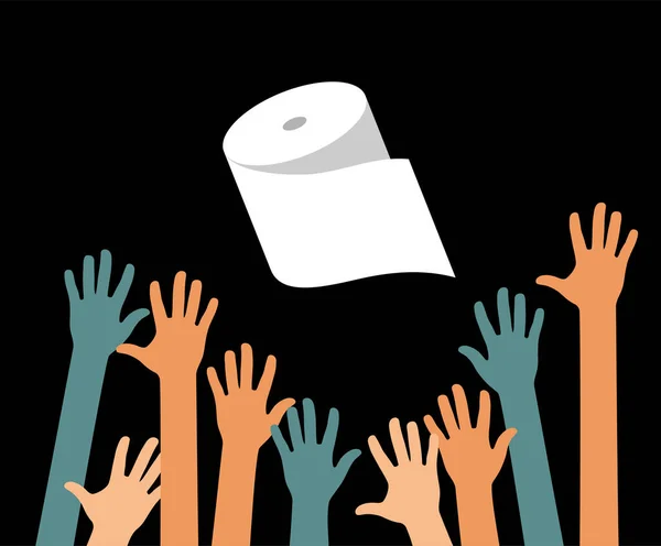 Tuvalet Kağıdıyla Eller — Stok Vektör