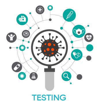 Test virüsü, modern tıbbi ağ bankeri. Coronavirus geçmişi. Virüs Hücre Simgesi. Corona virüs kavramlarını durdur.