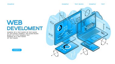 Programming web banner. Best programming languages. Technology process of Software development clipart svg vector 