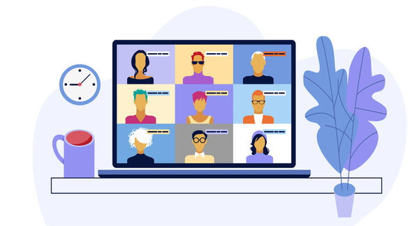 Chat with friends online. Collective virtual meeting