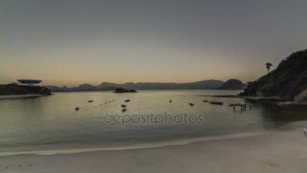 Timelapse Alba Spiaggia Buon Viaggio Niteroi — Video Stock