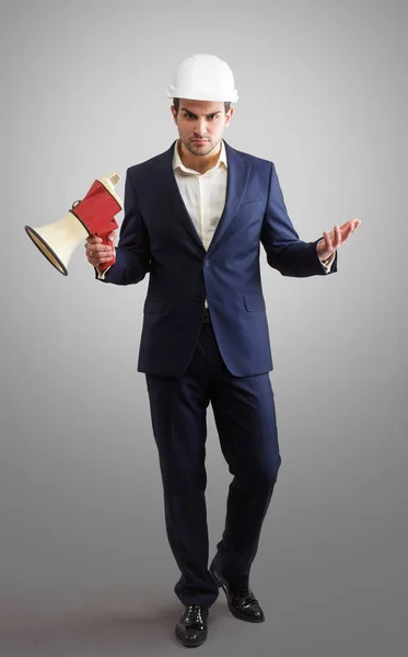 Manager with megaphone — Stock Photo, Image