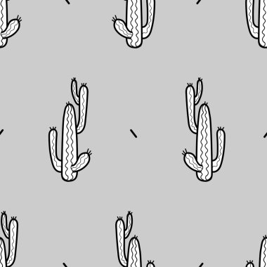 Açık gri renkli anahat stilini kaktüs. Sorunsuz esen
