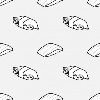 Tako ve Hotate suşi ışık gri arka plan üzerinde siyah anahat.