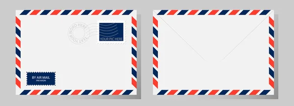 Recto et verso de l'enveloppe classique avec timbre, cachet de la poste et airm — Image vectorielle