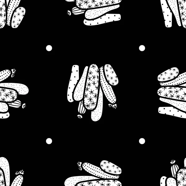 6 estilos de cactus en estilo plano blanco sobre fondo negro. Mar. — Vector de stock