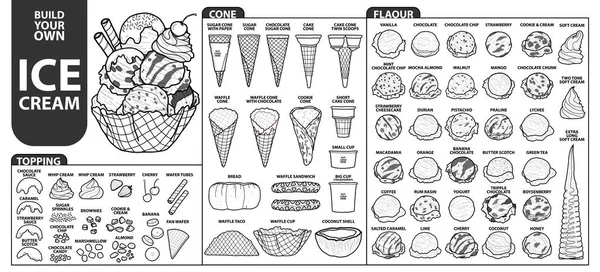 Conjunto de aislado toda la parte de helado para construir su propio estilo . — Archivo Imágenes Vectoriales