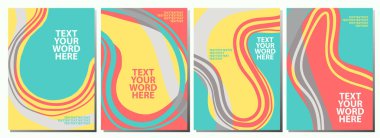 Arka plan veya kapakları tasarımı için 4 tatlı soyut grafik kümesi