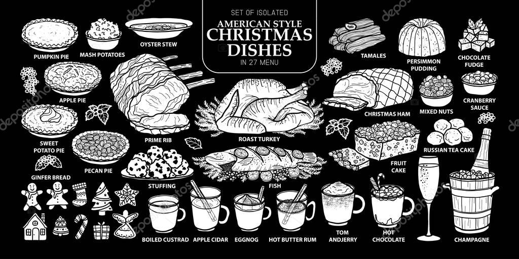 Ensemble de style américain traditionnel de silhouette blanche isolée