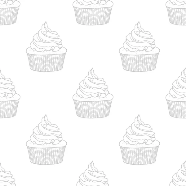 Cupcakes cinza claro aleatório no fundo branco . —  Vetores de Stock