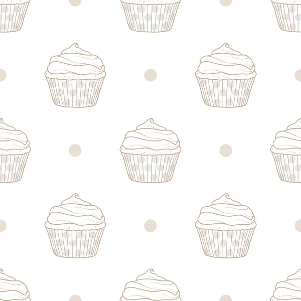 Cupcakes e pontos aleatórios no fundo branco . —  Vetores de Stock