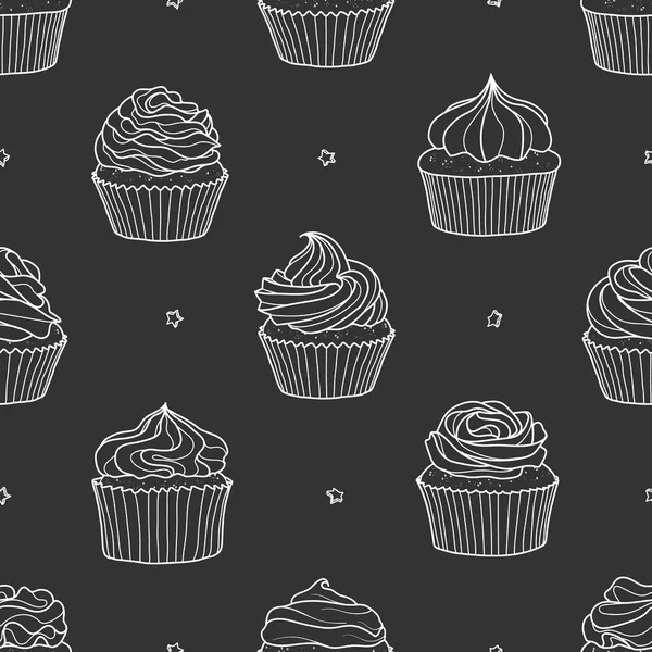 8 stili di cupcake e stelle casuali su sfondo grigio . — Vettoriale Stock