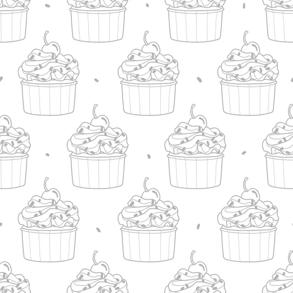 Cupcake e puntini casuali su sfondo bianco . — Vettoriale Stock
