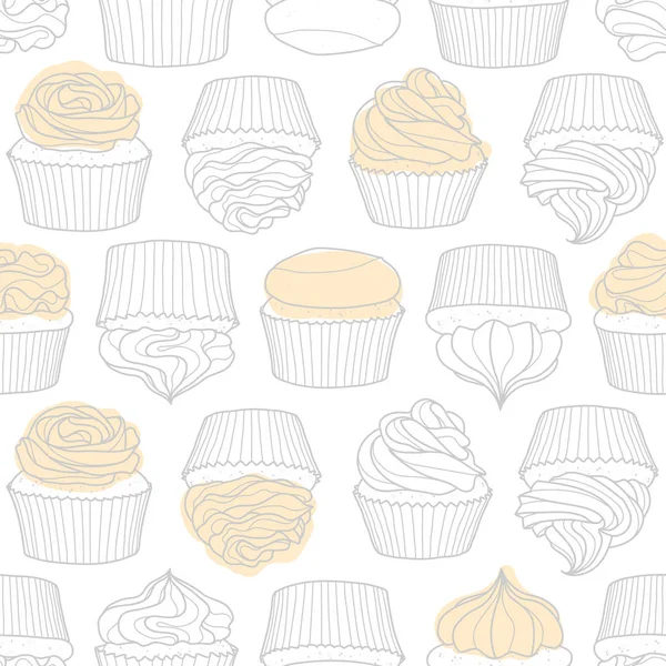 8 estilos de cupcake aleatório no fundo branco . — Vetor de Stock