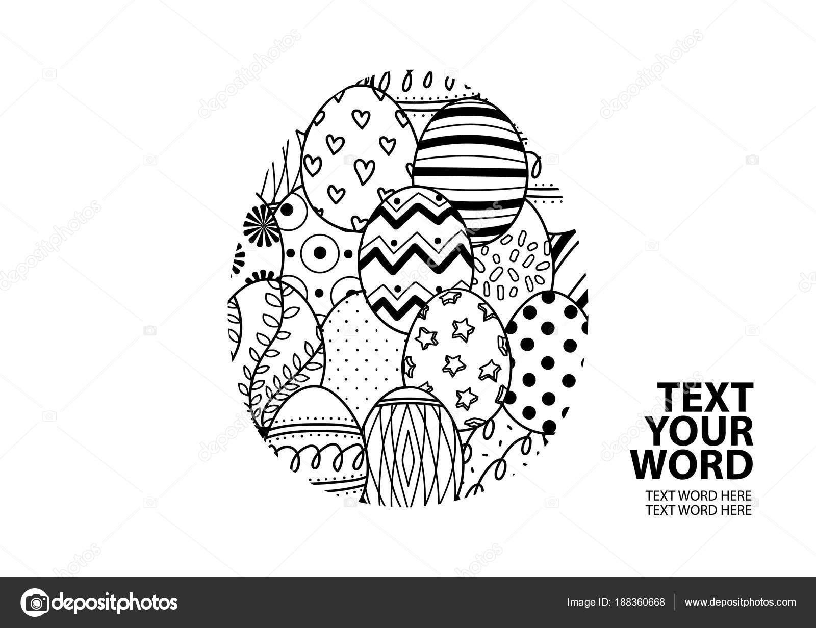 Download Cute easter eggs in black outline gather in the big egg ...