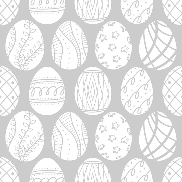 Easter eggs in white silhouette line up. — Stock Vector