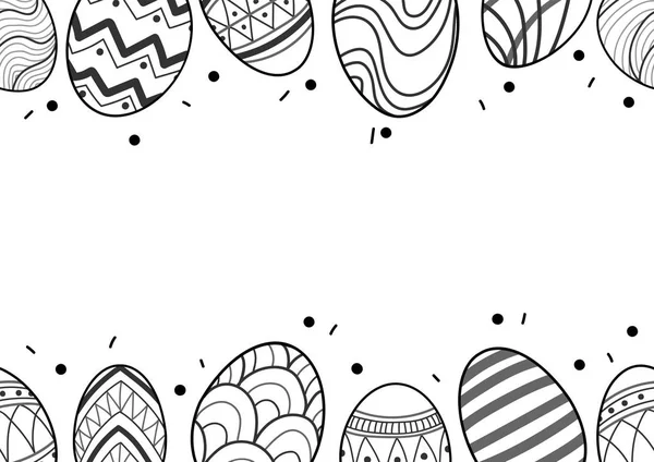 Huevos de Pascua en contorno negro se alinean . — Vector de stock