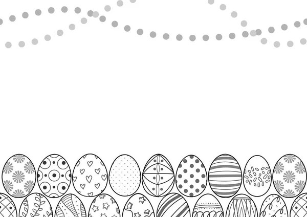 Huevos de Pascua en contorno negro se alinean . — Vector de stock