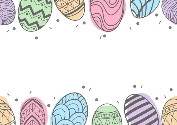 Œufs de Pâques en contour gris et plan coloré . — Image vectorielle