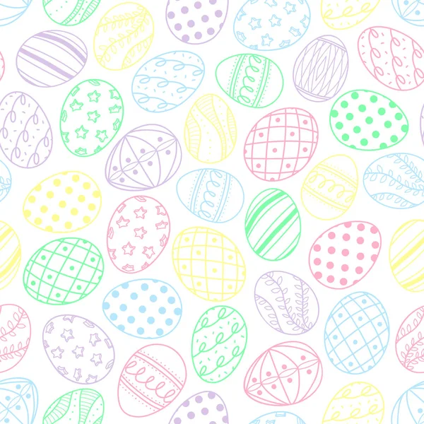 Œufs de Pâques au contour pastel . — Image vectorielle