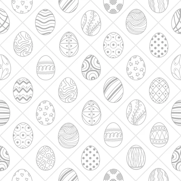 Oeufs de Pâques en gris clair aléatoire sur fond carré blanc . — Image vectorielle